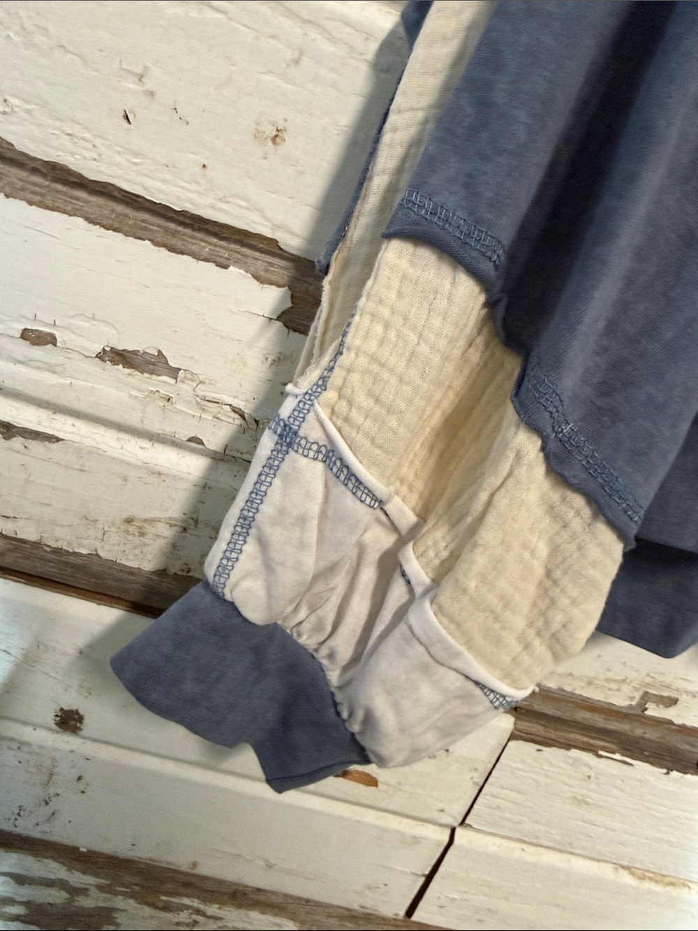 POL Blue and Cream Hooded distressed Zip Bomber Jacket - Picture 8 of 10